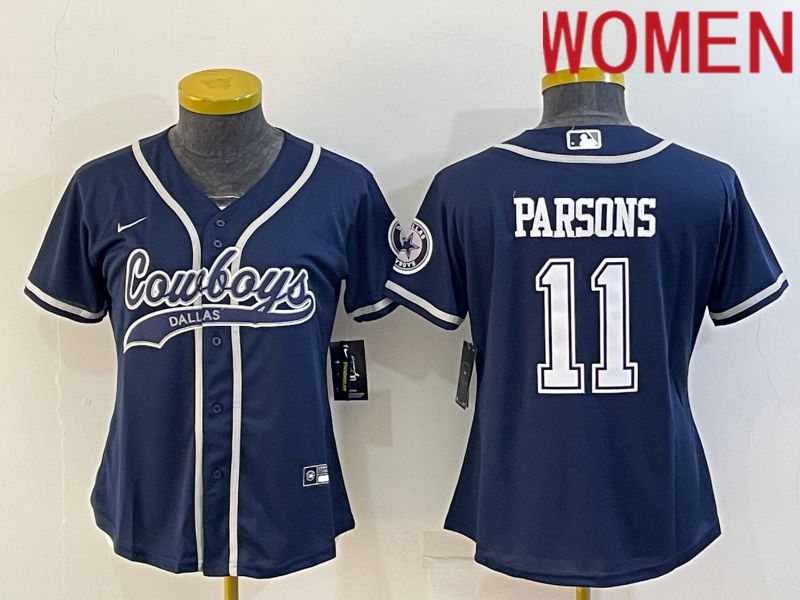 Women Dallas Cowboys #11 Parsons Blue 2022 Nike Co branded NFL Jerseys->women nfl jersey->Women Jersey